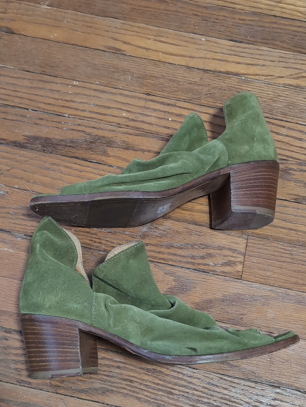 Sundance Green Suede Leather Open Toe Heeled Booties